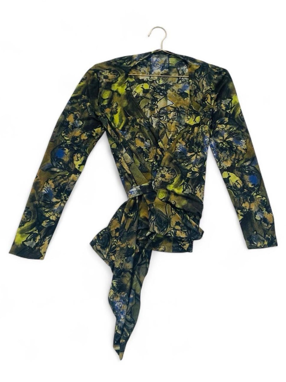 Y2K Whimsigoth Floral Sheer Tie Wrap Cardigan Top Asymmetrical Fairy Grunge